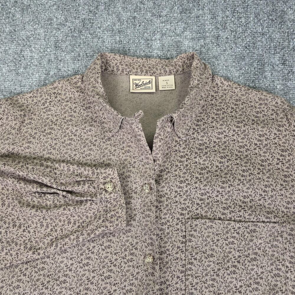 Woolrich Shirt Womens Small Brown Floral Print Long Sleeve Button Up Camp Collar